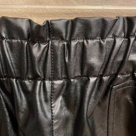 Ramisu FAUX LEATHER shorts paper bag gathered elasticized waist big pockets XL - Picture 3 of 13